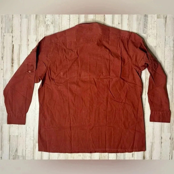 Cabelas Outdoor Gear Heavy Duty Twill Long sleeve Button Up Shirt 2XTall Maroon - Picture 11 of 13
